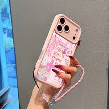 1pc Lucky Camellia Flower Bracelet + 1pc Religious Pattern TPU Pink Phone Case, Suitable As Birthday And Christmas Gift For Couples, Girlfriends, Daughters, Teenagers - Pink - View 4