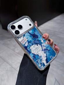 1个电镀水钻透明手机壳，饰有海龟、鲨鱼和海星海洋元素图案，兼容 11、11 Pro、11 Pro Max、12、12 Pro、12 Pro Max、13、13 Pro、13 Pro Max、14、14 Pro、14 Plus、14 Pro Max、15、15 Pro、15 Plus、16、16 Pro、16 Pro Max、16 Plus、17、17 Pro、17 Air、17 Pro Max。 - 彩色 - 查看 2