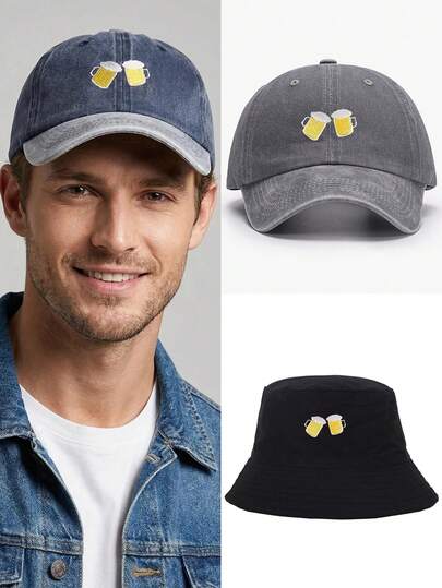 Adjustable Beer Cheers Baseball Cap, Outdoor Protective Casual Hat Suitable For Travel, Cycling, Party, Daily, Sports, Truck, Holiday Celebration, Watching Football, Basketball, Rugby Games, Unisex, Y2K Style Bucket Hat, Fishing Hat, Meaning Successful And Joyful Celebration