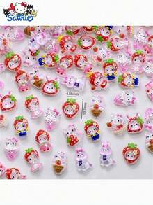 SANRIO Beaded Decorative Accessories Jewelry Making Kit With Box, Resin Decorations, Mixed Cartoon Strawberry Pattern, Suitable For DIY Phone Case Decoration - Resin Charms - View 3