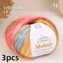 3 Packs, Small Fluffy Clouds, Ombre Mohair, Cotton Candy Mohair Blend Yarn, For Knitting Shawls, Vests, Cardigans, Etc. - Small Cloud Clusters *3 - View 9