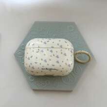早春蓝色花卉+圆形指环 Pro 3/Pro 2/4/3/2 耳机盒，时尚女士耳机盒，简约风格 - 米白色 - 查看 12
