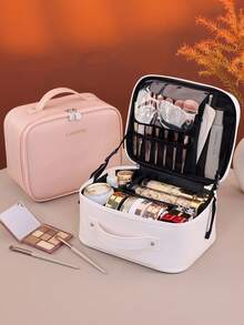 Portable Large Capacity Cosmetic Bag, Multi-Functional Makeup Organizer Bag, Small Handheld Suitcase Makeup Tool Bag - Multicolor - View 4