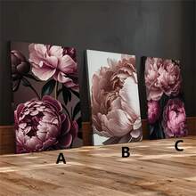 Vintage Peony Flower Canvas Poster Set - Purple And Pink Floral Wall Art Print, Modern Home Decor For Living Room, Bedroom, Office Decor- Elegant Gallery Artwork, Peony , Wall Art Decoration Optional Frame - Multicolor - View 3