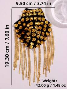 1pc Exquisite Fashion Unique Design Personalized Golden Spike Tassel Epaulet, Suitable For Men's Daily Business Commute Jewelry - Multicolor - View 9