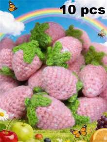 3/5/10/20/30 件手工钩针红色草莓饰品 | 红色和绿色针织羊毛吊坠，适用于钥匙扣、手机配件和 DIY 工艺品 - 完美的生日礼物装饰、包袋饰物、俏皮设计、织物纹理、钩针配饰，非常适合感恩节 - 紅色 - 查看 32