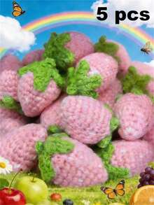 3/5/10/20/30 件手工钩针红色草莓饰品 | 红色和绿色针织羊毛吊坠，适用于钥匙扣、手机配件和 DIY 工艺品 - 完美的生日礼物装饰、包袋饰物、俏皮设计、织物纹理、钩针配饰，非常适合感恩节 - 紅色 - 查看 28