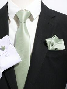 6pcs/Set Men's Fashion Plaid Textured Red/Green/Black Tie, Bow Tie, Cufflink Gift Box Set, Suitable For Dates, Daily Wear, Gifting, Suits, Holidays, Business Commute Matching - Color Mixing - View 5