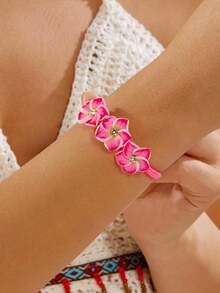 1pc Bohemian Style Colorful Polymer Clay Flower Bracelet, Cute Floral Jewelry Accessory, Suitable For Men And Women, Holiday Party, Daily Wear, Birthday Gift, Friends And Couples, Exquisite Holiday Gift, Jewelry Gift - Multicolor - View 6