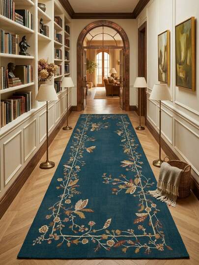 1 件复古花卉热带植物图案地毯/地垫，柔软可水洗，适用于浴室、厨房、玄关、走廊、卧室、客厅，用途广泛，家居装饰必备。