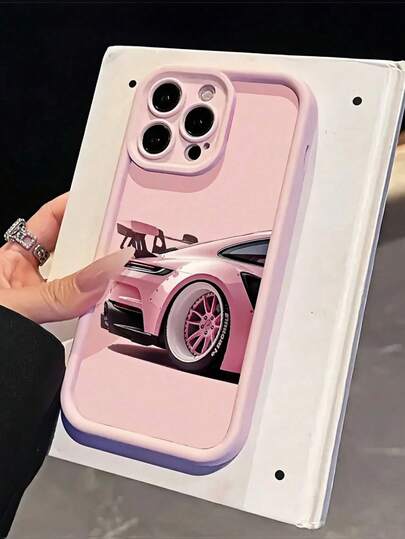 1pc Fashion Sports Car Aesthetic Pattern Gradient Color Shockproof TPU Minimalist Phone Case, Suitable For IPhone 11/12/13/14/15/17/16 Plus/Pro Max/7/8/XR, Unisex