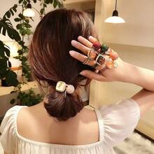 4pcs/Set Assorted Color Elastic Hair Ties, Soft Scrunchies For Women, Ponytail Holders, Suitable For Everyday Wear, Ponytails And Braids, Suitable For All Seasons Rubber Bands Beauty Home Hair Accessories - Multicolor - View 2