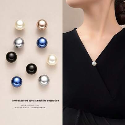 5 szt. plastikowych guzików zatrzaskowych z imitacją pereł – bez szycia, regulowane pierścienie, błyszcząca kula w kolorze granatowym/czarnym, białym/szarym i szampańskim, do zapięć do koszul, sukienek, kurtek, bluzek – trwałe i łatwe w użyciu (5 szt.), błyszczące guziki do ubrań, guziki do odzieży, guziki dekoracyjne, małe guziki do kardiganów, guziki do damskich płaszczy