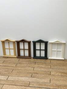 Decoración de ventana en miniatura para microescenas, modelo de ventana en miniatura de estilo europeo, modelo de ventana con techo inclinado, adecuado para decoración de casa de modelo 1:24, ventana con base plana - Ventana pequeña con techo inclinado - Ver 9