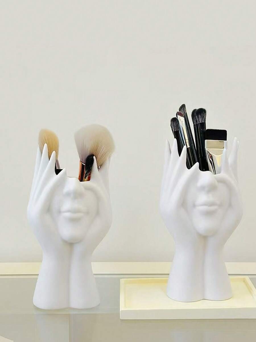 Human Body Shaped Storage Tube, Desktop Makeup Brush Holder, Office Desk Pen Organizer - View 1