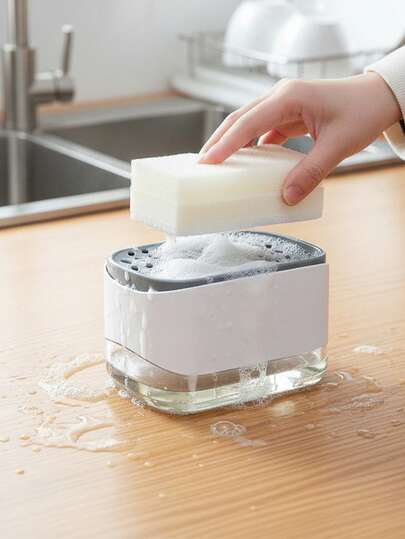 5pcs Soap Dispenser With Visible Liquid Level, 2-In-1 Soap Dispenser, Essential Kitchen Gadget, Suitable For Home, Apartment, RV And Dorm, Upgrade Your Kitchen Aesthetics, Modern Dual-Use Dish Soap Dispenser, Minimalist Countertop Organizer