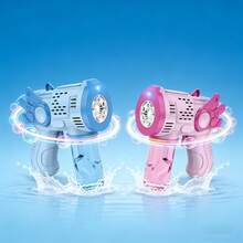 1 Pistola de Burbujas Automatica con Tema de Dinosaurio- Pistola de Juguete Manual de 40 Agujeros, Sin Solución de Burbujas ni Pilas Incluidas,Ideal para Bodas al Aire Librey y Regalos de Navidad, Color Dual Rosa/Verde - T1-52939 - Ver 3