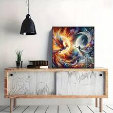 1 pieza Kit de Arte de Diamantes DIY, Conjunto de Pintura de Diamantes DIY con Patrón de Chica con Fénix, Diamantes Redondos, Artesanía de Mosaico, Adecuado para Principiantes, Decoración de Pared del Hogar, Regalo Único, Sin Marco - Sin marco - Ver 3