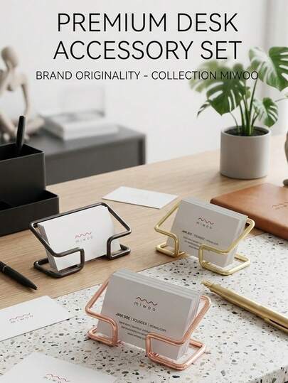 1/2/3 piezas Soporte de tarjeta de visita hueco, caja de almacenamiento de productos creativa, exhibición de oficina, regalo ideal, múltiples colores disponibles, esencial para la oficina comercial, soporte de exhibición de tarjetas de diseño lineal de alta gama, 3 colores de moda, soporte vertical minimalista para tarjetas de escritorio, base de exhibición de tarjetas y fotos, proceso de enchapado para protección, soporte de tarjetas de visita de escritorio