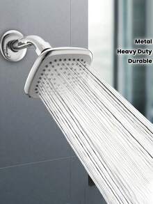 Cabezal de ducha cuadrado de 4 pulgadas de alta presión con brazo de ducha - Un accesorio de baño poderoso, elegante y fijo. Con un flujo de agua potente y un diseño de boquilla de silicona de precisión, este diseño universal se adapta a sistemas de ducha de alta y baja presión. - Cuadrado - Ver 5
