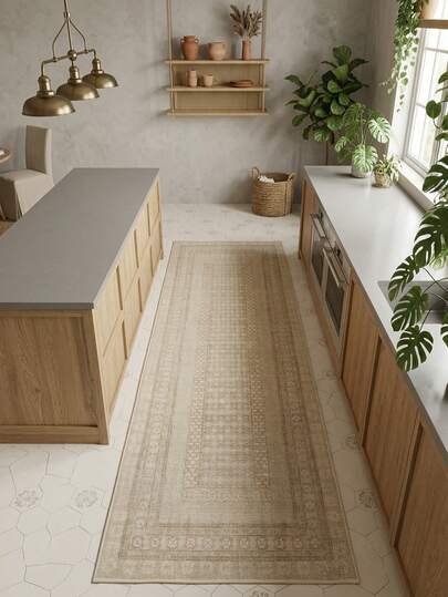 1 件装复古摩洛哥风格花卉条纹地毯/地垫/门垫/走廊地毯，柔软可水洗，适用于浴室、厨房、玄关、走廊、卧室、客厅等四季家居装饰