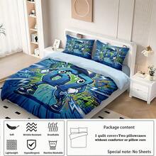 3 Piecestrendy Bedding Set, Street Graffiti Cartoon 67 Print: 1 Duvet Cover + 2 Pillowcases (No Filling), 100% Polyester, Soft, Zip, Washable, Home/Travel/Dorm - Multicolor - View 5