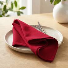 12pcs Solid Color Cloth Napkins, Washable Cotton Table Napkin For Household Dining Fall Autumn Decor Wedding Hotel 45*45cm - Red - View 1