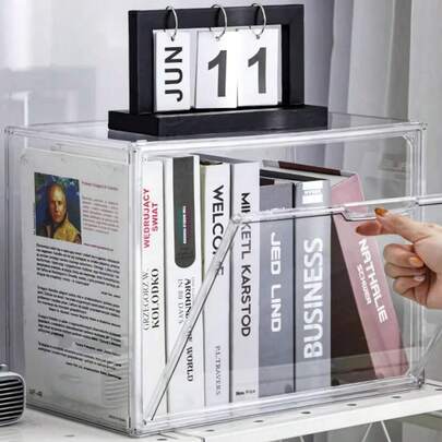 1 Hộp đựng đồ đa năng bằng acrylic trong suốt, Hộp đựng hồ sơ để bàn trong suốt - Hộp đựng sách và văn phòng phẩm đa năng, Hộp đựng đồ bằng nhựa - Hộp trưng bày chống bụi, Thích hợp cho bàn làm việc văn phòng, học tập tại nhà, đựng đồ dùng học tập - Khay đựng giấy dạng mô-đun - Tổ chức không gian làm việc - Kệ trưng bày sách - Vật dụng cần thiết cho văn phòng - Hộp đựng đồ dùng tối giản trên bàn làm việc - Vật dụng cần thiết cho năm học mới