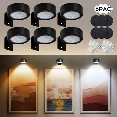 1pc/3pcs/6pcs Wall Mounted Display Light, LED Wall Sconces, With 3-Color Adjustable Timer, Bedroom Night Light, Study Reading Light, Office Frame, Coffee Shop Restaurant Display Lighting (The Remote Control Includes Batteries; The Product Does Not)