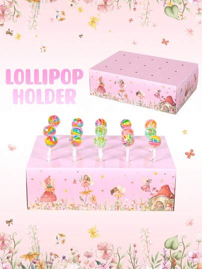 1 stuk lollystandaard in feeënstijl, houder voor papieren lolly's, decoratie voor babyshower, decoratie voor dessertpresentatie, decoratie voor dessertrek, verjaardagsdecoratie met feeënthema, feestartikelen voor de eerste verjaardag, kraamcadeau, woondecoratie, keukendecoratie, tafeldecoratie, houder voor papieren snoepjes met 15 gaatjes voor verjaardag, babyshower, bruiloft, feestdecoratie