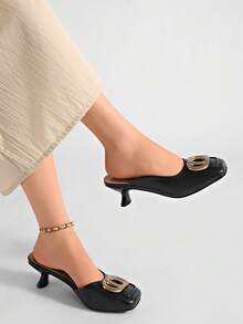 2026新款夏季尖头套脚高跟凉鞋，时尚百搭 - 黑色 - 查看 5