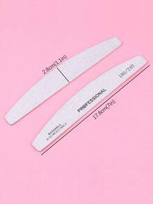 7pcs Grey Crescent Shaped Thin Nail Files 180/240 Grit Wooden Manicure Tools - Light Grey - View 3