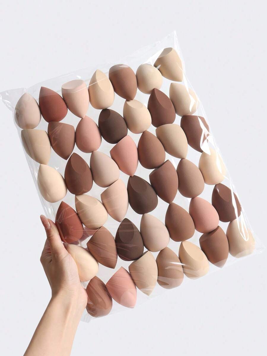 4/2/1pcs Dual-Color Makeup Sponges, Random Colors And Shapes, Blending Beauty Sponges For Liquid, Cream And Powder Makeup, Latex-Free Wet And Dry Use, Suitable For All Skin Types - 卡其色 - 查看 1