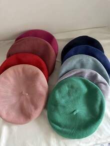 春夏女士亚麻贝雷帽，透气轻薄复古英伦风时尚贝雷帽 - 彩色 - 查看 1