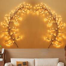 1pc Artificial Willow Branch Christmas Fairy Lights, 96 LED, 1.8m/5.9ft, LED Climbing Wall Lights, 8 Lighting Modes, Indoor Outdoor Garden Party Use, USB Powered - Warm white light - View 5