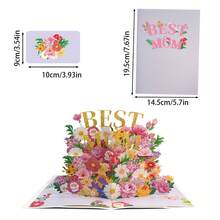 1pc 3D Pop-Up Floral Greeting Card, Featuring Pink Flower Bouquet And Butterfly Design, Suitable As Mother's Day, Birthday, Anniversary, Valentine's Day Gift, Comes With Envelope - Single Piece - View 3