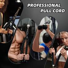 Universal Cable Rope Handle Fitness Attachment 70cm Length Rubber Stopper Multi Muscle Training Biceps Back Shoulders Abs Lat Machine Crossover Pulley Compatible Professional Commercial Grade - Black - View 7