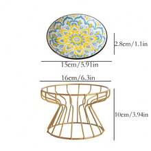 shuo ni mao yi Pet Cat And Dog Bowl Ceramic Feeding Tray Cat Food And Dog Food Bowl High-Speed Iron Frame With Neck Protection And Anti Choking Pet Food Bowl Bohemian Plate Pet Food Bowl - 200ml - View 19