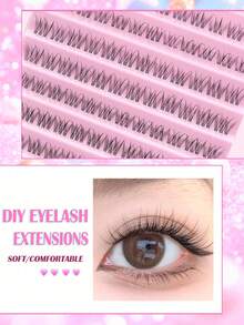 Rikuaild 120Pcs Manga Individual Lash Clusters, Manga Style&Natural Look False Eyelashes C Curl DIY Lashes, Natural, Wispy, Waterproof, Cross, Cat Eye, Doll Styles, 11-13mm Length, Beginner Friendly, Strip For Easy Application Lash Clusters, Lashes Cluters, Eyelash Clusters, Individual Eyelashes, Lashes, Fake Lashes - C - View 3