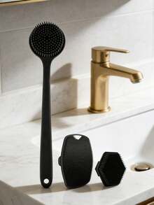 J·FOCUS 3pcs Silicone Bath Brush Set, Long Handle Back Scrubber And Cleaning Pad, Essential For Shower And Skincare - View 11