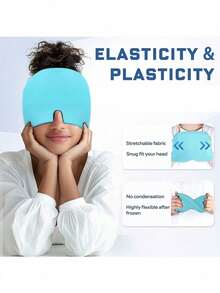 1pc Hot/Cold Therapy Gel Head Mask, Ice Pack Face Mask, Ice Pack For Head And Eyes, Sleep Mask - Baby Blue - View 5