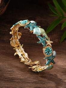 Cring Coco 1. Vòng tay nữ bằng hợp kim kẽm, kiểu dáng thanh lịch, cổ điển, phong cách Bohemian, hình sao biển màu xanh hồ, hình vỏ sò, thuộc dòng sản phẩm đại dương, vừa vặn hoàn hảo với cổ tay của bạn. Thích hợp cho mọi mùa và đeo hàng ngày, đa năng cho các buổi tiệc sang trọng, liên hoan, Ngày Valentine, Ngày của Mẹ, sinh nhật và các ngày lễ. - Kiểu sao biển - Xem 7