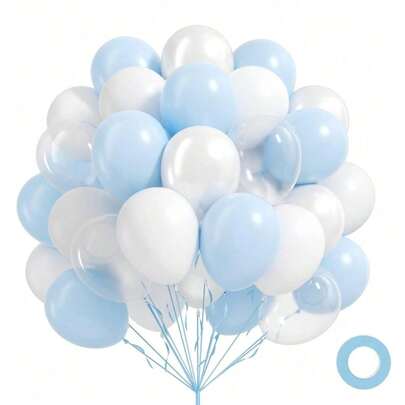 31pcs Metal Blue Balloons, Pearl Blue Balloons, Macaron Baby Blue Balloons, Light Blue Balloons, Suitable For Bridal Shower, Baby Shower, Birthday Party