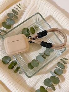 1 chiếc bao đựng tai nghe TPU kẻ sọc kaki + dây đeo cổ tay màu đen, chống thất lạc, di động, tương thích với Apple 1/2, Pro, Pro 2 và thế hệ thứ 4, Pro thế hệ thứ 3. - Màu Khaki - Xem 4