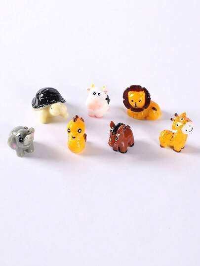 2pcs Mini Realistic Cute Giraffe Model, Resin Animal Figurines Suitable For Micro Landscape, Bonsai And Garden Decor