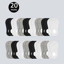 1/5/10/15/20 Pairs Men's Invisible Boat Socks, Shallow Mouth Socks, Low-Cut Thin Boat Socks For Spring & Summer - Multicolor - View 2