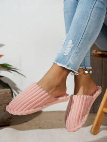 Comfortable Soft Bottom Pink Closed Toe Slippers, Fashionable Casual Indoor Slippers - Pink - View 10