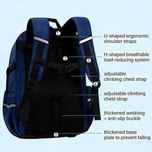 1 Peça Mochila Unissex com Fechamento de Zíper, Leve, Adequada para Uso Diário, Outdoor, Campus - A - Visão 7