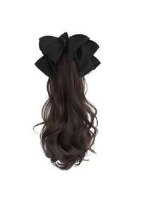 Lazy Bowknot Hair Claw Clip, Curly Goddess Faux Hair Bun, Ponytail Curly Hair Claw Clip Ponytail HA2867 - Multicolor - View 3