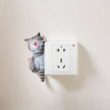 1 Set Adorable Cat Wall Decor - Cute Pet Switch Decor, Corner Decor, Outlet Cover Cat Decor, Interesting Design, Holiday Decor, Gift, Suitable For Any Home Decoration - one-size - View 3